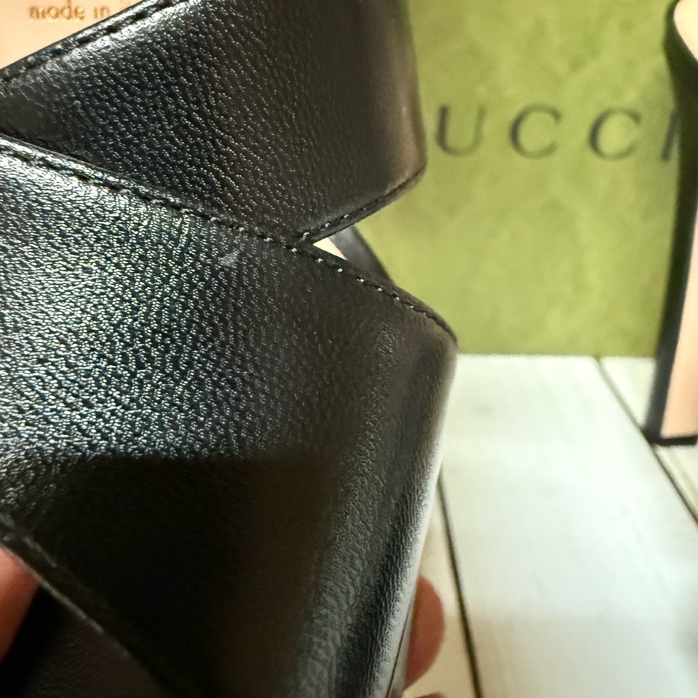 Gucci GG Malaga Kid Leather Platform Sandals Black Sz 40 / 10 - Picture 7 of 16